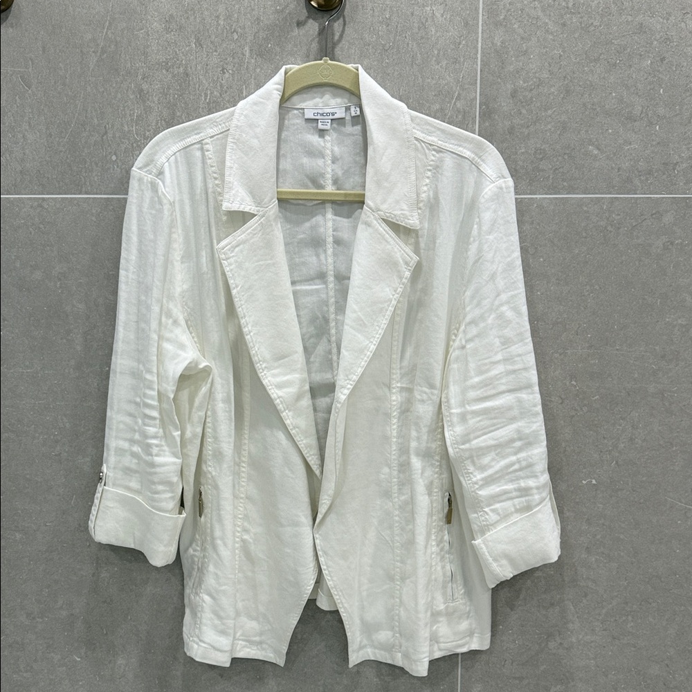 Chico's Off White/Ivory Linen Jacket